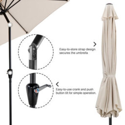 Avestar Outdoor 2.3M Round Parasol, Sun Shade Garden Umbrella With Crank & Push Button Tilt, For Garden, Backyard, Poolside, Beige - thumbnail 6