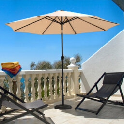 Avestar Outdoor 2.3M Round Parasol, Sun Shade Garden Umbrella With Crank & Push Button Tilt, For Garden, Backyard, Poolside, Beige - thumbnail 2