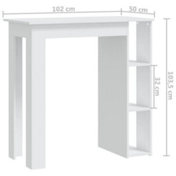 Berkfield Bar Table With Shelf White 102X50X103.5 Cm Engineered Wood - thumbnail 7