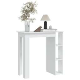 Berkfield Bar Table With Shelf White 102X50X103.5 Cm Engineered Wood - thumbnail 5