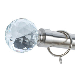 A.unique Home Gem Crystal Ball Metal Extendable Curtain Pole With Rings And Fittings (25/28mm) - Brushed Steel, 120Cm-220Cm Approx - thumbnail 2
