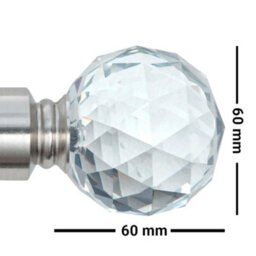 A.unique Home Gem Crystal Ball Metal Extendable Curtain Pole With Rings And Fittings (25/28mm) - Brushed Steel, 120Cm-220Cm Approx - thumbnail 5