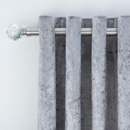 A.unique Home Gem Crystal Ball Metal Extendable Curtain Pole With Rings And Fittings (25/28mm) - Brushed Steel, 120Cm-220Cm Approx - thumbnail 3