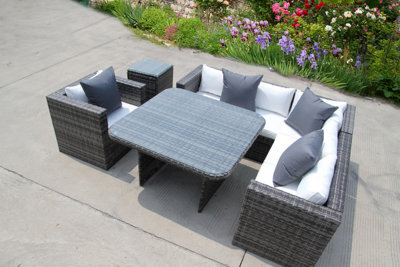 UK Leisure World Rattan Dining Garden Wicker Outdoor Conservatory Corner Sofa Furniture Set Cube Grey - image 1