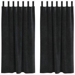 Berkfield Blackout Curtains With Hanging Loops 2 Pcs Black Velvet - thumbnail 2