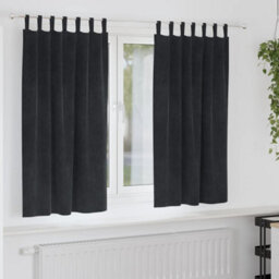 Berkfield Blackout Curtains With Hanging Loops 2 Pcs Black Velvet - thumbnail 1