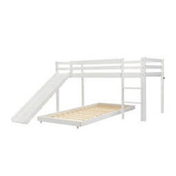 Btm Cabin Bunk Bed White With Slide Adjustable Ladder And Lower Bed 190X90Cm Plus 200X90Cm - thumbnail 8