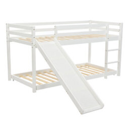 Btm Cabin Bunk Bed White With Slide Adjustable Ladder And Lower Bed 190X90Cm Plus 200X90Cm - thumbnail 9