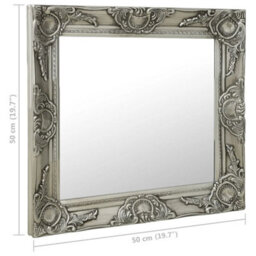Berkfield Wall Mirror Baroque Style 50X50 Cm Silver - thumbnail 6