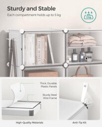 Songmics Interlocking Shoe Rack, Plastic Shoe Storage Cabinet, 8-Slot Modular Storage Organiser Unit, Plastic Panels, White - thumbnail 3