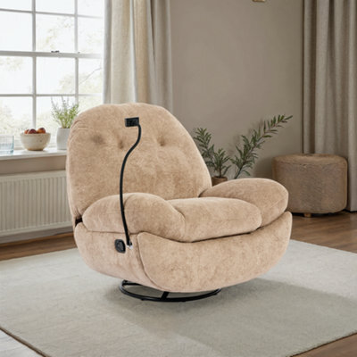 More4Homes Phoenix Manual Recliner Swivel & Rocker Teddy Boucle Fabric Chair - image 1