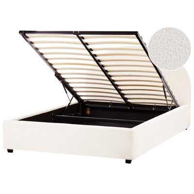 Beliani Ottoman Bed Boucle Vaucluse 140 X 200 Cm (Eu Double) Off-White - image 1