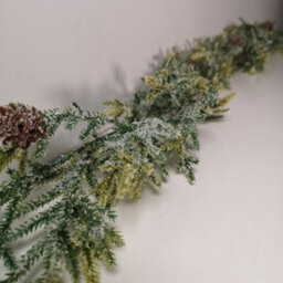 Samuel Alexander 160Cm Realistic Look Christmas Green Spruce Garland With Frosting And Plastic Pine Cones - thumbnail 7