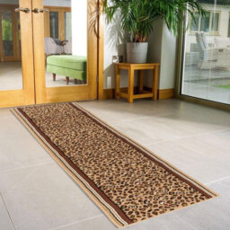 Bravich Hard Wearing Hessian Backed Stair Runner Kitchen Mat - Texas Leopard Print - 60X300Cm (2'x10') - thumbnail 2