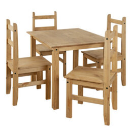 Mews Corona Dining Table Set 4 Seater Solid Mexican Pine Wood Table With 4 Chairs - thumbnail 2