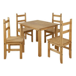 Mews Corona Dining Table Set 4 Seater Solid Mexican Pine Wood Table With 4 Chairs - thumbnail 3