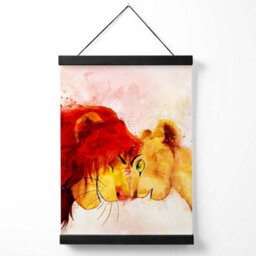 Artze Wall Art Simba And Nala Watercolour Lion King Art Print With Black Frame Size: A4 - thumbnail 1