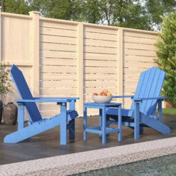 Berkfield Garden Adirondack Chairs With Table Hdpe Aqua Blue - thumbnail 1