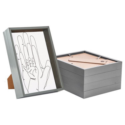 "Nicola Spring A4 (8 X 12"") Deep Photo Frames - Grey - 3D Deep Box Picture Frame Portrait Display Case (31 X 22Cm) - Set Of 5" - image 1