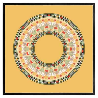 "Andrew Lee Orange Circle Ornament. Round Frame (Picutre Frame) / 20X20"" / Oak" - image 1