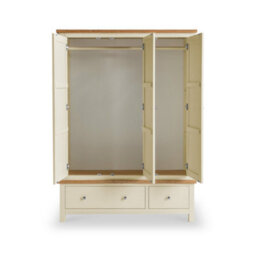 Farro Cream Triple Wardrobe With 2 Drawers - By Roseland Furniture - thumbnail 3