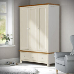 Farro Cream Triple Wardrobe With 2 Drawers - By Roseland Furniture - thumbnail 2