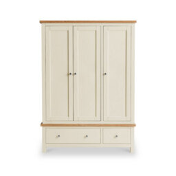 Farro Cream Triple Wardrobe With 2 Drawers - By Roseland Furniture - thumbnail 4