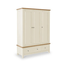 Farro Cream Triple Wardrobe With 2 Drawers - By Roseland Furniture