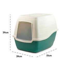 Kct Hooded Cat Loo Litter Tray Large Green Box For Kitten Enclosed Toilet With Hood Lid Scoop Cover Mess-Free Covered Plastic Deep - thumbnail 6