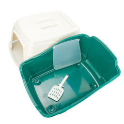 Kct Hooded Cat Loo Litter Tray Large Green Box For Kitten Enclosed Toilet With Hood Lid Scoop Cover Mess-Free Covered Plastic Deep - thumbnail 7