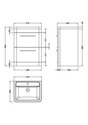 Hudson Reed Solar Floor Standing 2 Drawer Vanity Unit & Ceramic Basin, Pure White Matt, 607 X 840 X 450mm - thumbnail 6