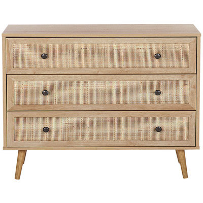 Beliani Ponca Rattan 3-Drawer Chest With Wicker Front Light Brown 90 X 79 Cm - image 1