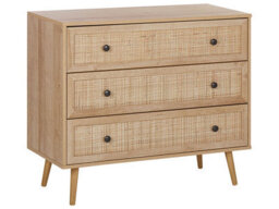 Beliani Ponca Rattan 3-Drawer Chest With Wicker Front Light Brown 90 X 79 Cm - thumbnail 3
