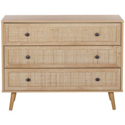 Beliani Ponca Rattan 3-Drawer Chest With Wicker Front Light Brown 90 X 79 Cm - thumbnail 1