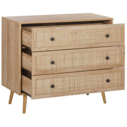 Beliani Ponca Rattan 3-Drawer Chest With Wicker Front Light Brown 90 X 79 Cm - thumbnail 5