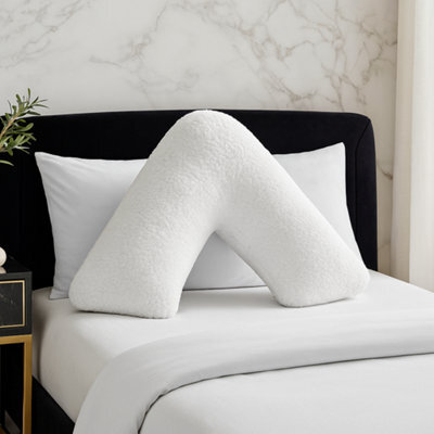 Teddy Bear Fleece Super Soft Cosy V Shape Pillowcase White