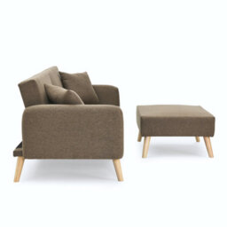 Mattress Guru Zara 2 Seater Fabric Sofa Bed, With Matching Stool, Sofa Bed For Living Room, Brown - thumbnail 4