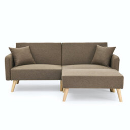 Mattress Guru Zara 2 Seater Fabric Sofa Bed, With Matching Stool, Sofa Bed For Living Room, Brown
