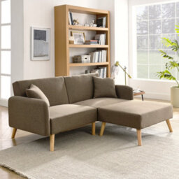 Mattress Guru Zara 2 Seater Fabric Sofa Bed, With Matching Stool, Sofa Bed For Living Room, Brown - thumbnail 2