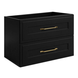 Heze Furniture Classic Bathroom 2 Drawer Wall Cabinet Vanity Unit 80Cm With Worktop - Black - thumbnail 2