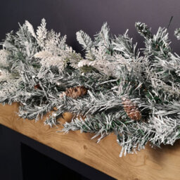 Samuel Alexander 1.8M Snowy Pre Lit Christmas Garland With 50 Warm White Led Lights And Pinecones 96 Tips - thumbnail 4