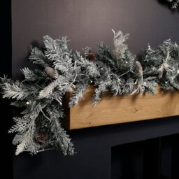 Samuel Alexander 1.8M Snowy Pre Lit Christmas Garland With 50 Warm White Led Lights And Pinecones 96 Tips - thumbnail 5