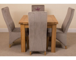 That's Furniture Richmond 90Cm - 150Cm Square Oak Extending Dining Table And 4 Chairs Dining Set With Lola Grey Fabric Chairs - thumbnail 2