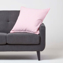 Homescapes Cotton Gingham Check Pink Cushion Cover, 60 X 60 Cm - thumbnail 2