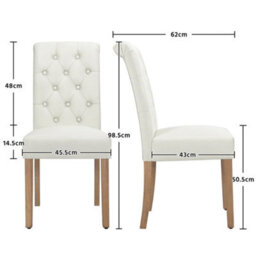 Yaheetech Set Of 2 Beige Upholstered Dining Chairs Classic Fabric Chairs With High Back - thumbnail 3