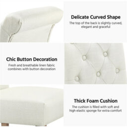 Yaheetech Set Of 2 Beige Upholstered Dining Chairs Classic Fabric Chairs With High Back - thumbnail 5