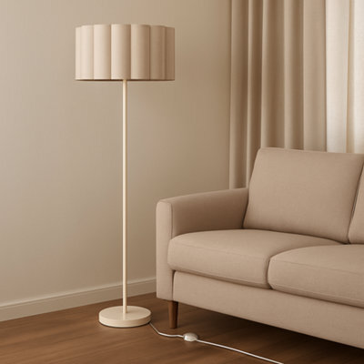 CGC Lighting Cgc Lena Cream Straight Floor Lamp With Large Cream Scalloped Lampshade - image 1