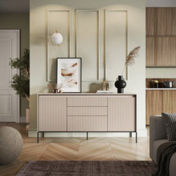 Arte Modern Trend Large Sideboard Cabinet (H830mm W1660mm D400mm) - Sand Beige With Black Legs
