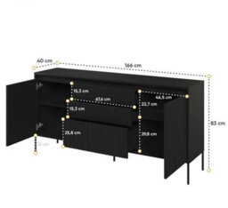 Arte Modern Trend Large Sideboard Cabinet (H830mm W1660mm D400mm) - Sand Beige With Black Legs - thumbnail 5