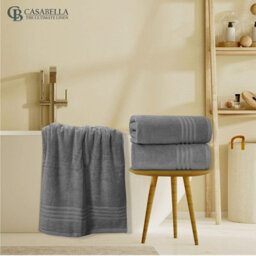 Casabella Towels 3 Pack Bath Sheets Large Bath Towel 80X140 Cm 100% Zero-Twist Cotton Highly Absorbent Towels Silver - thumbnail 8
